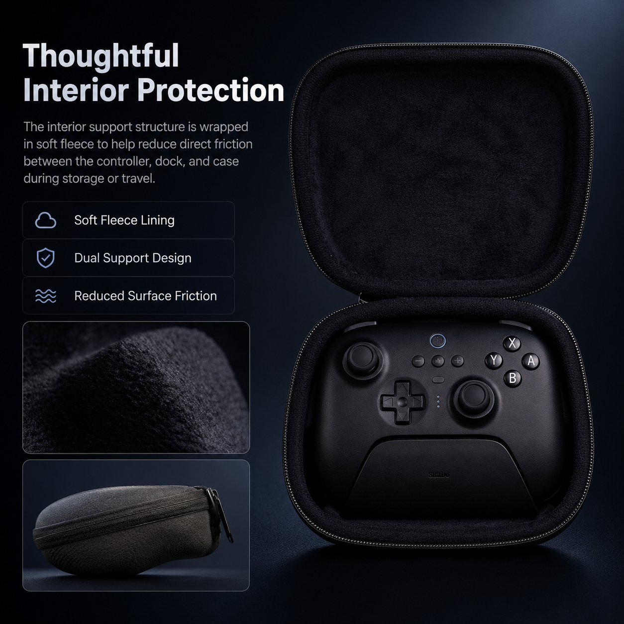 8BitDo Classic Controller Travel Case for Ultimate, Ultimate 2 Series, Ultimate 3 Mode Controller with Charging Dock