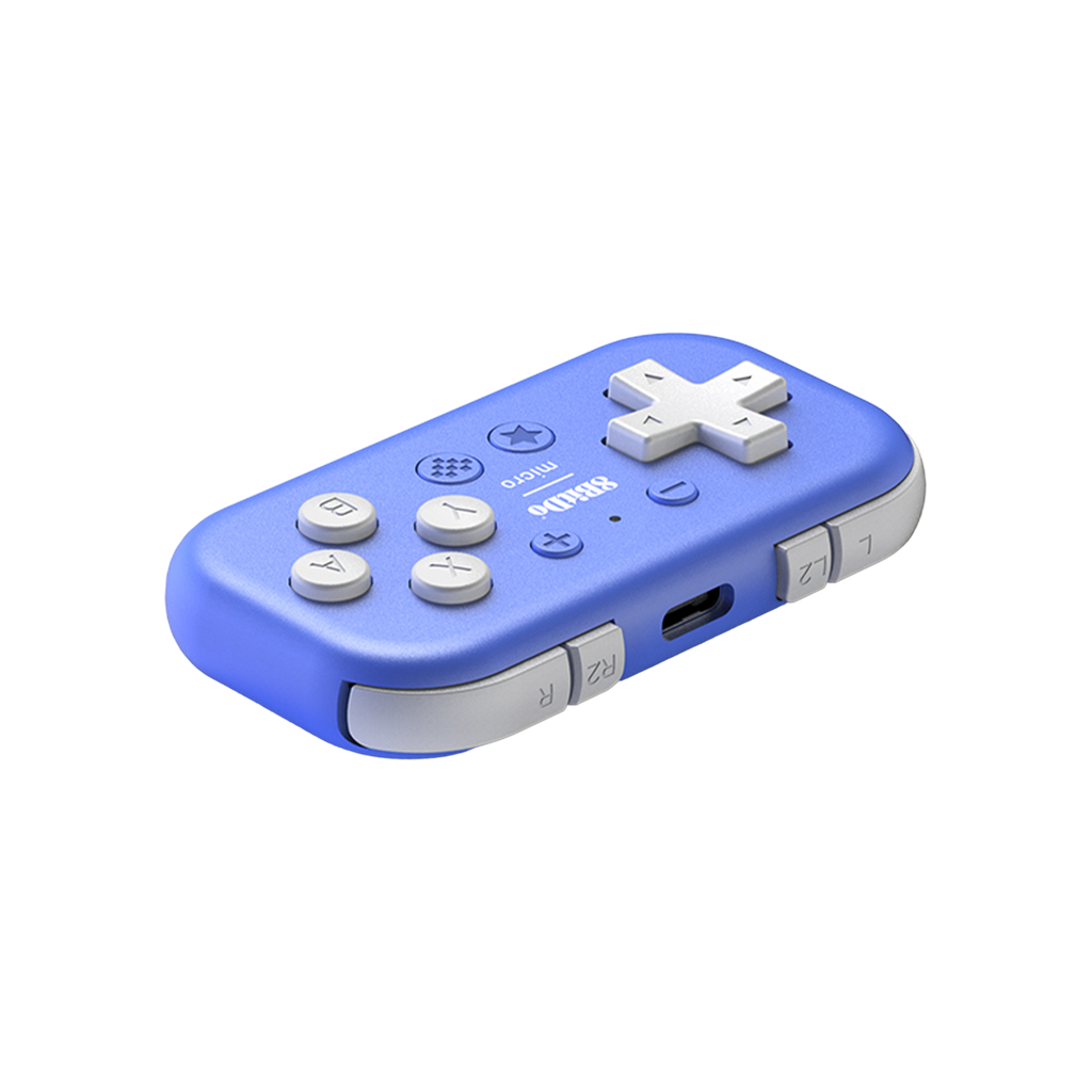 8BitDo Mircro Bluetooth Gamepad Blue Front Angled
