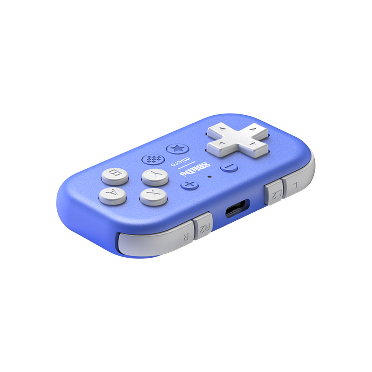 8BitDo Mircro Bluetooth Gamepad Blue Front Angled