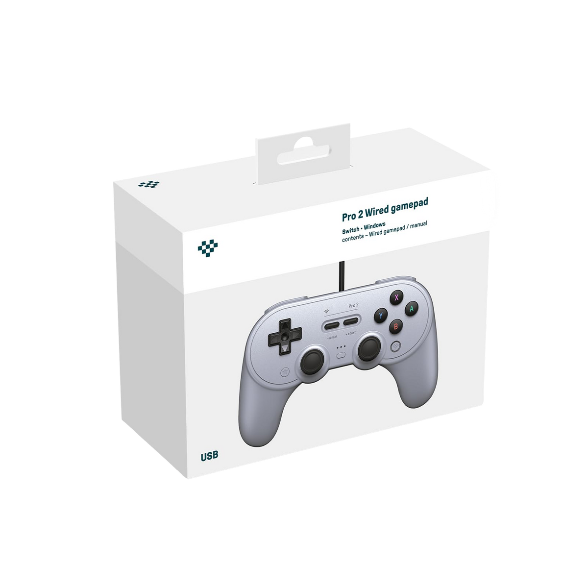 8BitDo Pro2 Wired Controller Gray Front Packaging
