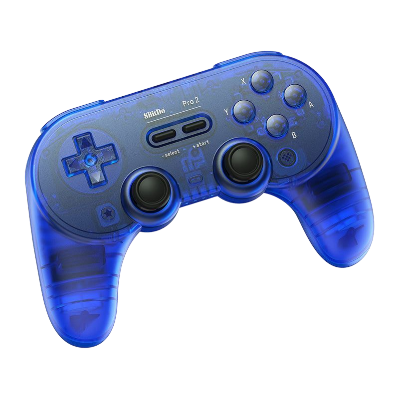 8BitDo Pro2 Bluetooth Controller Transparent Blue Front Strabismus