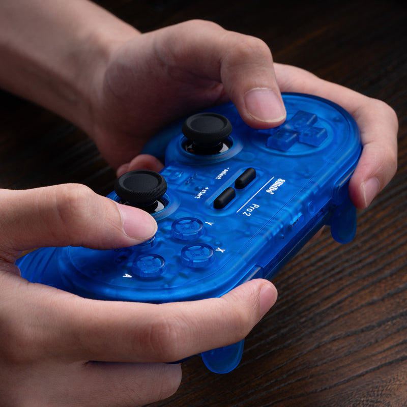 8BitDo Pro2 Bluetooth Controller Transparent Blue Operation Demonstration