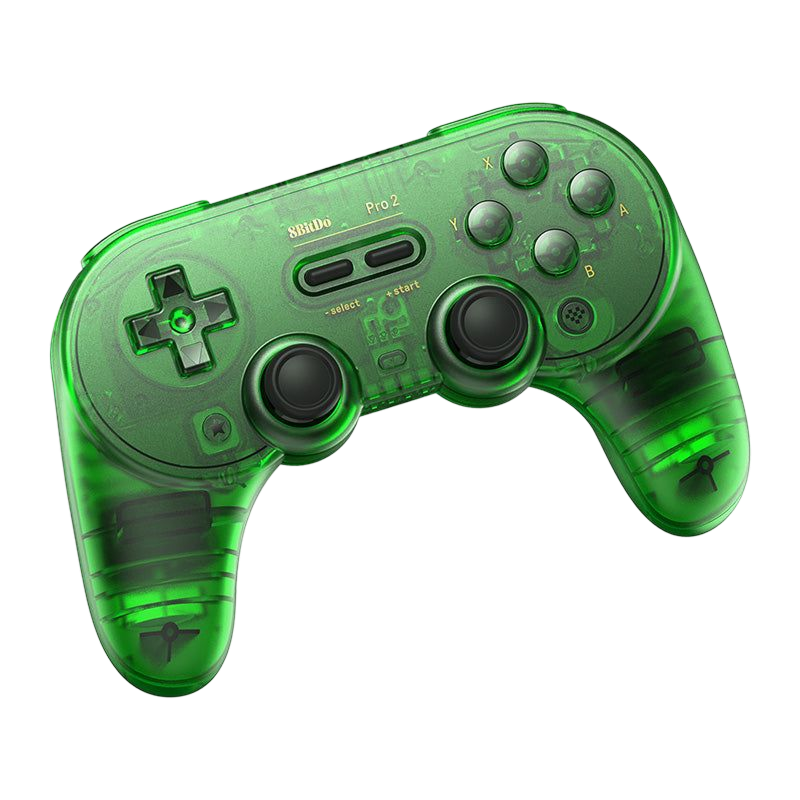 8BitDo Pro2 Bluetooth Controller Transparent Green Front Strabismus