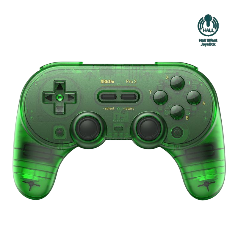 8BitDo Pro2 Bluetooth Controller Transparent Green Front
