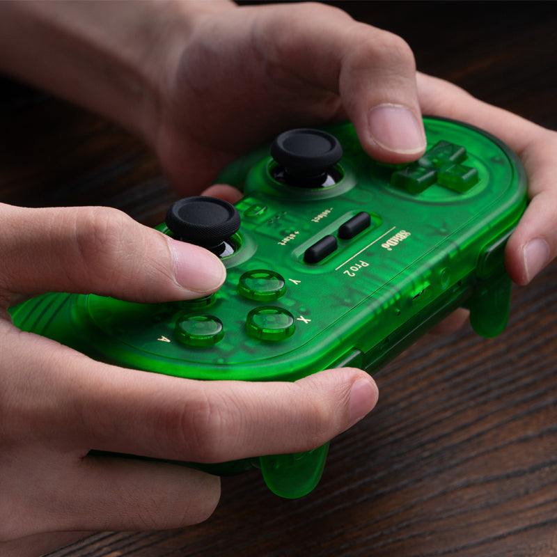 8BitDo Pro2 Bluetooth Controller Transparent Green Operation Demonstration