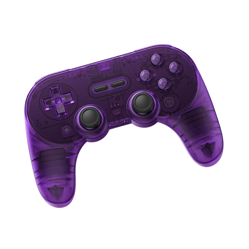 8BitDo Pro2 Bluetooth Controller Transparent Purple Front Strabismus