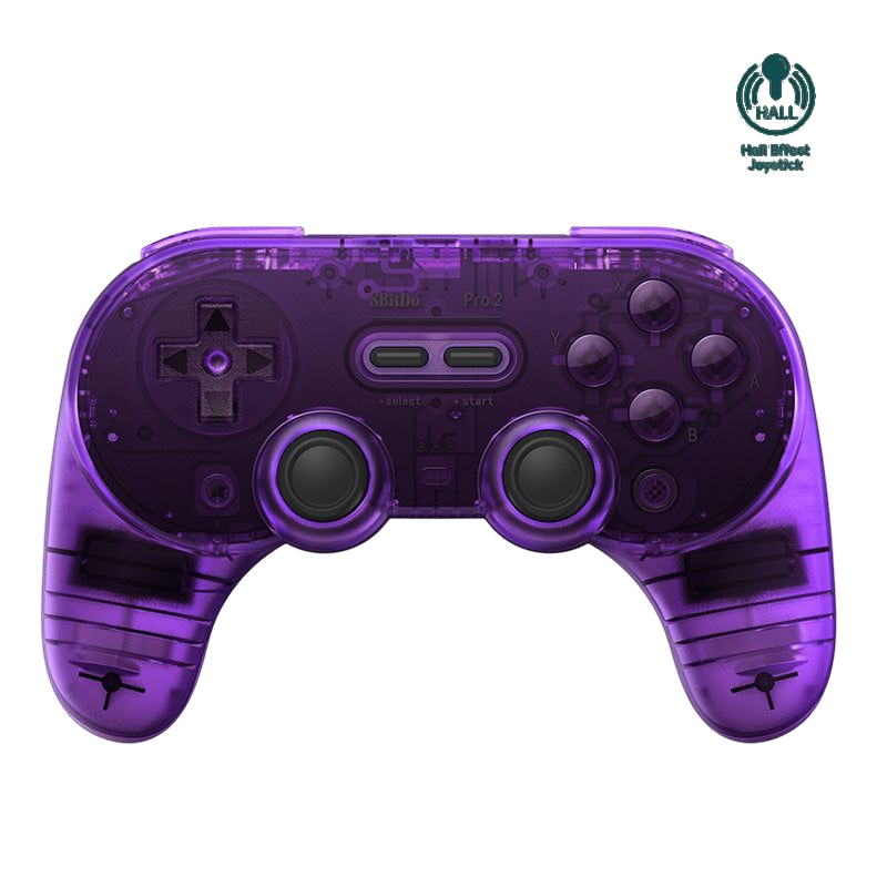 8BitDo Pro2 Bluetooth Controller Transparent Purple Front