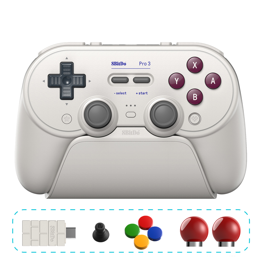 8BitDo Pro3 Blutooth G Classic Controller with Charging Dock and Accessories