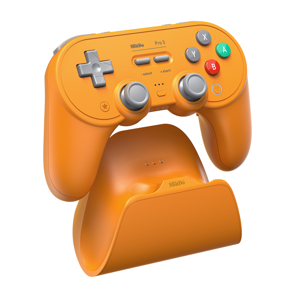 8BitDo Pro3 Blutooth Orange Controller and Charging Dock