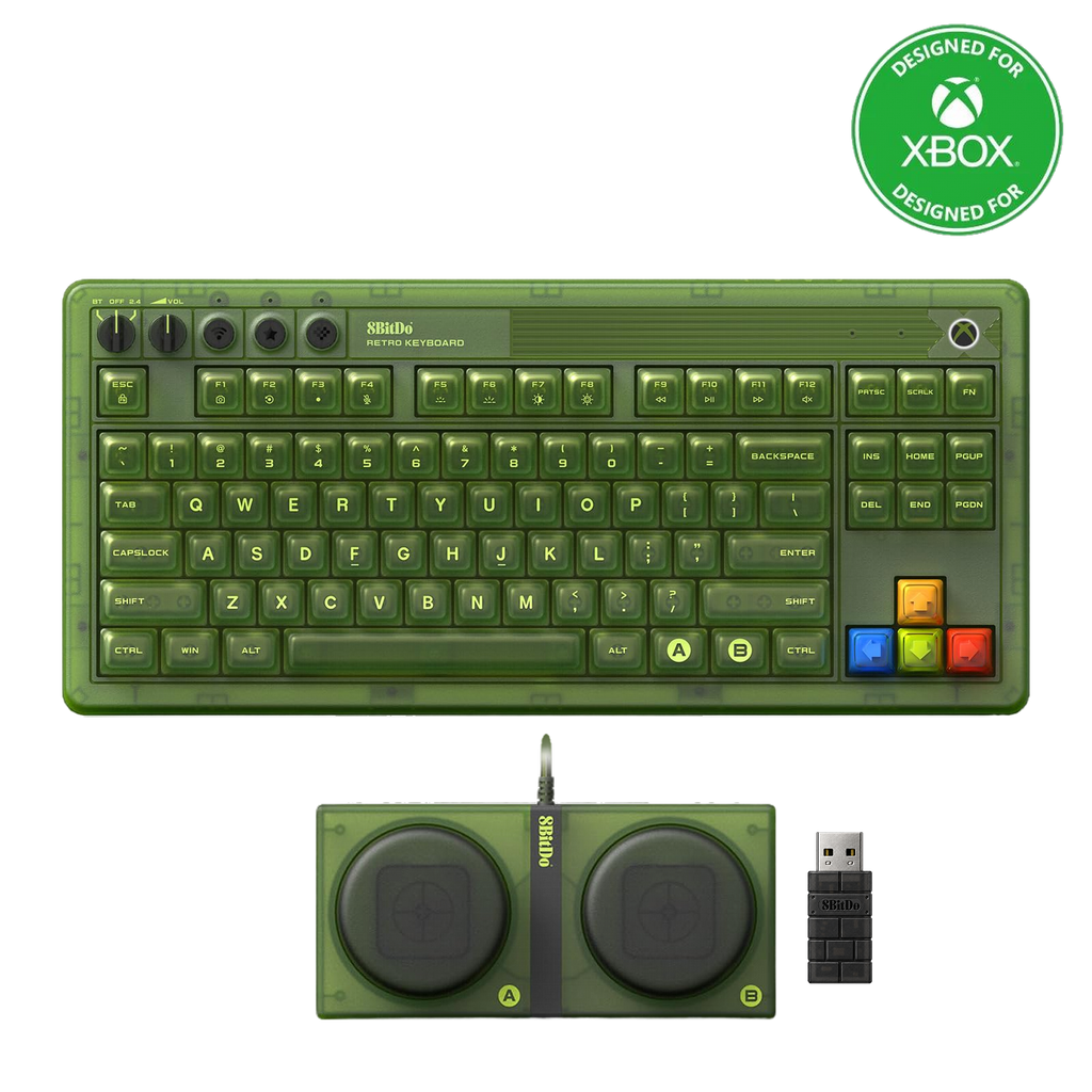 8BitDo Retro 87 Mechanical Keyboard and Dual Super Buttons Xbox Dark Green