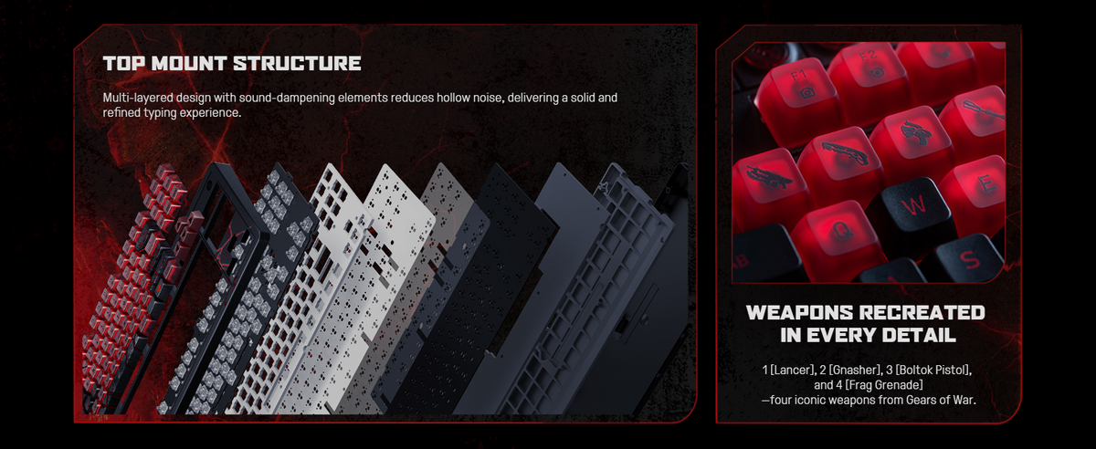8BitDo Retro 87 Mechanical Keyboard Gears of War Detail