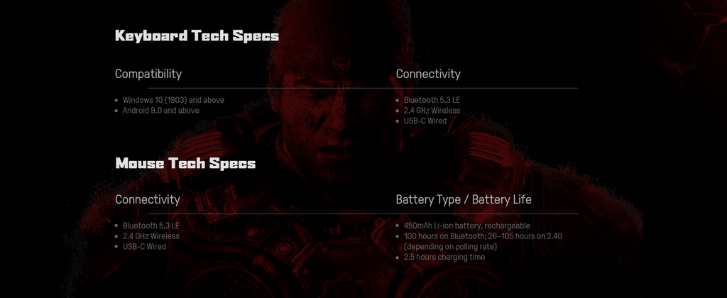 8BitDo Retro 87 Mechanical Keyboard Gears of War Detail