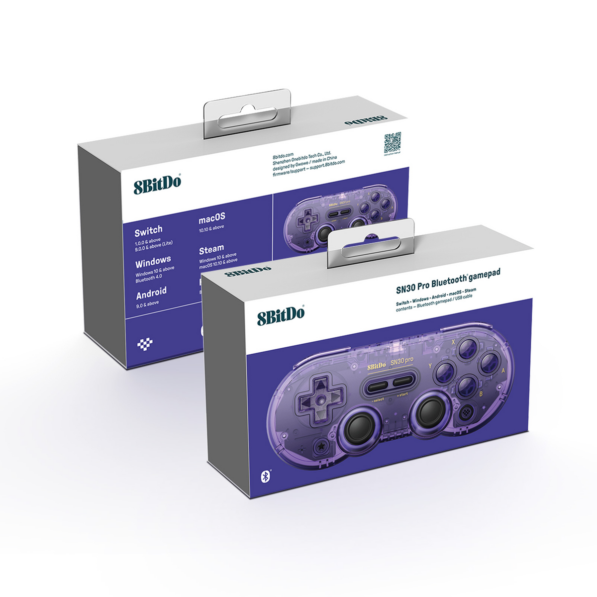 8BitDo Sn30 Pro Bluetooth Gamepad Crystal Purple Pack