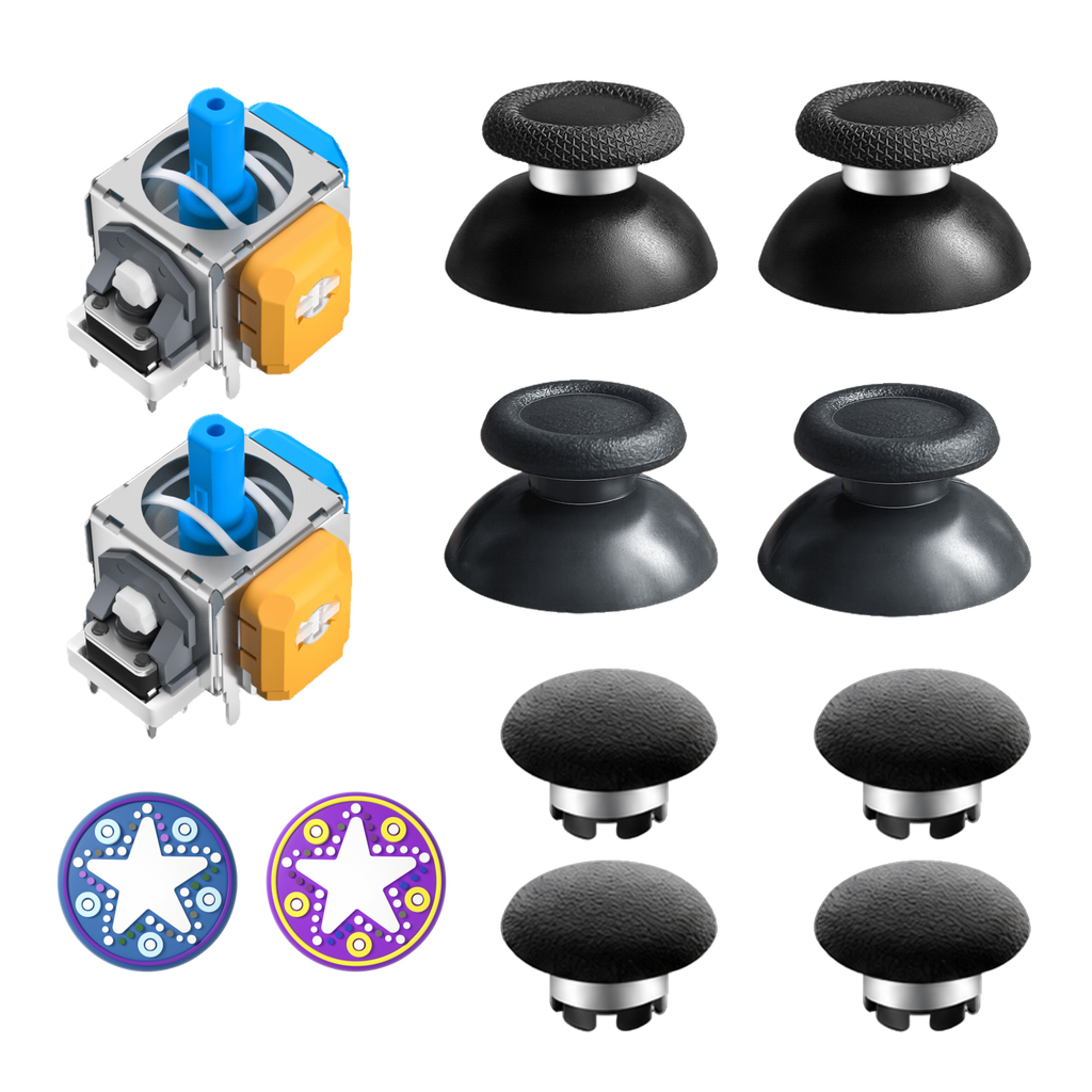 AKNES HallPi V6 TMR Joysticks with Cap Set for PS5/PS5 Edge/ PS4  - 2 Sticks + 8 Caps (AK205Pro)