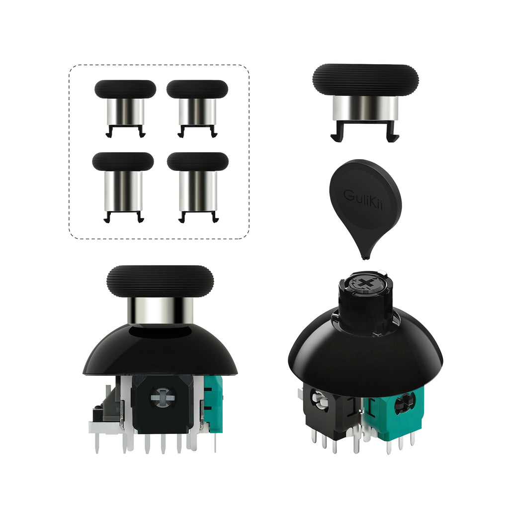 GuliKit 720° Adjustable Tension TMR Magnetic Joystick Replacement Kit with 3 Pairs Thumbstick Caps - 1 Pair(NS55)