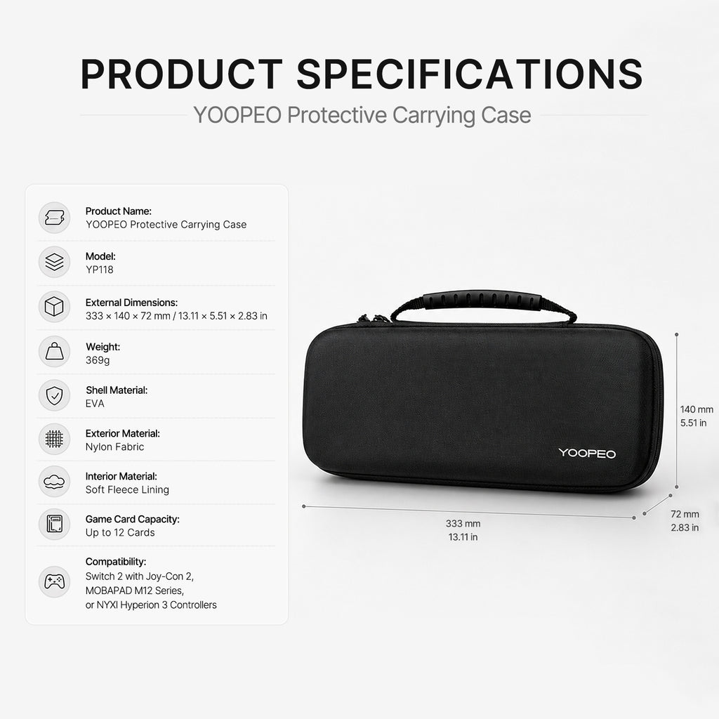 YOOPEO Carrying Case for Nintendo Switch 2 Joy-Con 2, MOBAPAD M12 Series and NYXI Hyperion 3
