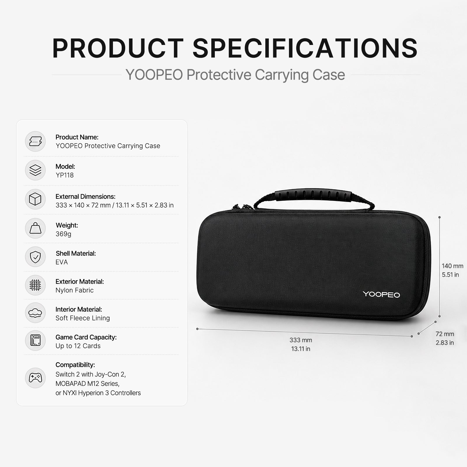 YOOPEO Carrying Case for Nintendo Switch 2 Joy-Con 2, MOBAPAD M12 Series and NYXI Hyperion 3