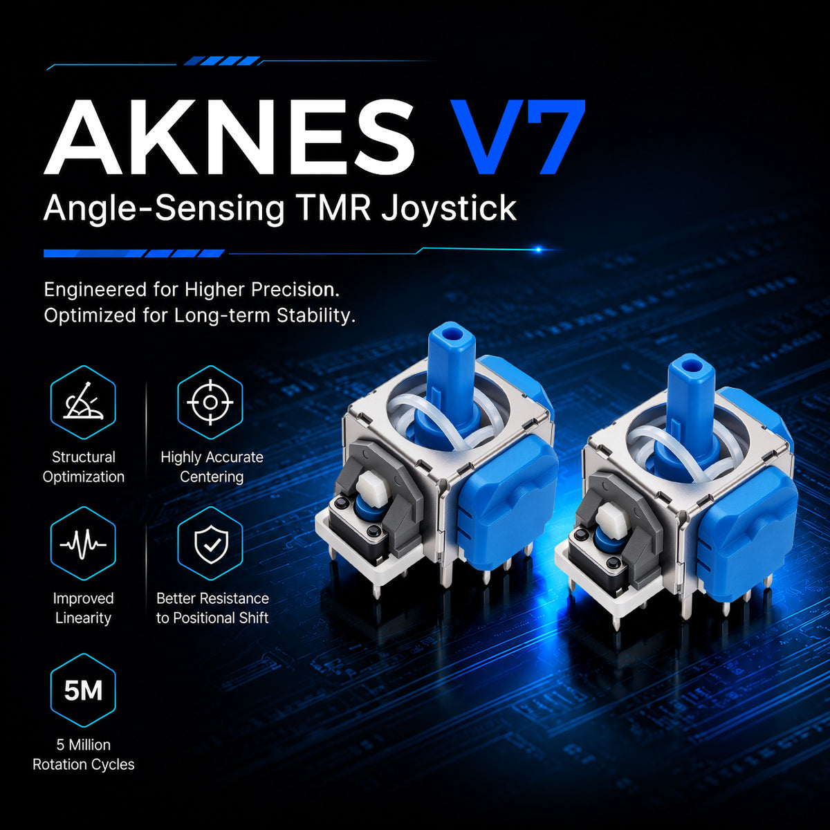 AKNES HallPi V7 TMR Angle-Sensing Joysticks (AK208/AK209)